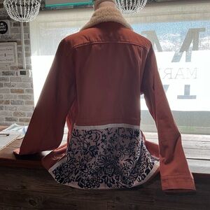 Handmade Hang Ten Women's Coral fleece Jacket with Floral Lace NWT XXL